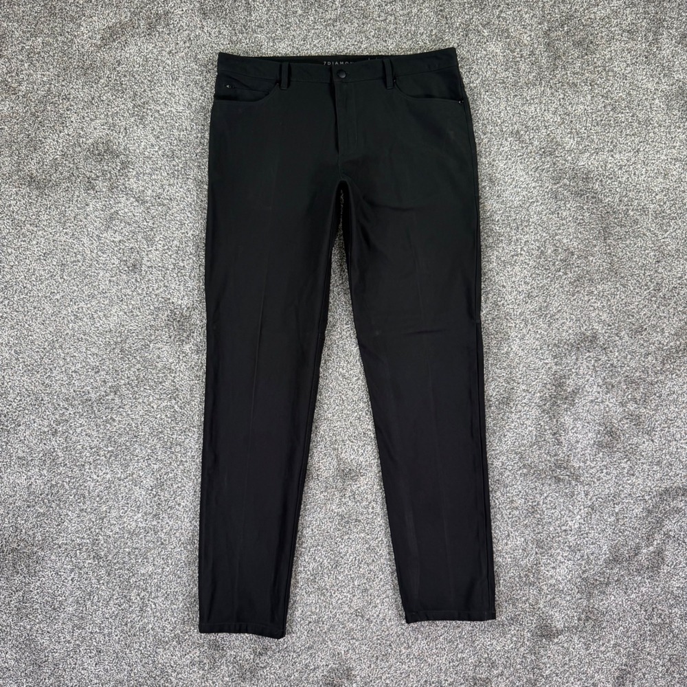 7 Diamonds Infinity Pants Mens 36 Black 4-Way Stretch Golf Chino Trouser READ
